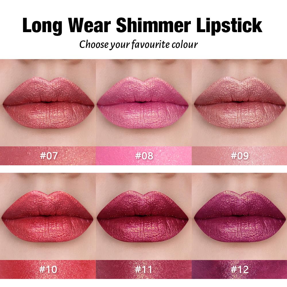 3Pcs Nude Pink Metallic Lipstick Lip Gloss for Women Set,Lightweight Shimmer Frosted Long Lasting Lipstick,Glitter Lip Stain Waterproof Smudge Proof 24 Hour Full Coverage Lip Makeup,Vegan(07,08,09) - Image 2